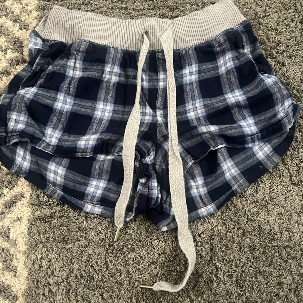 Aerie Blue Plaid Lounge Shorts